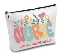 CREATCABIN Kit Survie Infirmière Sac Cosmétique Multi-Usages Trousse Maquillage Toile Stylo Trousse Toilette Voyage Drôle Fermeture Éclair Fournitures Scolaires pour Étudiant Soins Praticien 25x18cm