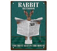 CREATCABIN Lapin Métal Tin Sign Toilettes The Best Seat Tin Garage Signs Plaques Wall Art Decor Metal for Living Room Kitchen Home Bathroom Bar Club Outdoor Indoor Plaque 20 x 30 cm