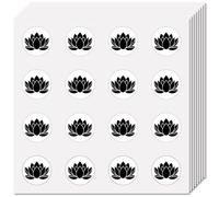CREATCABIN Lot 128 Feuilles D'Autocollants Lotus Noirs Petites Fleurs Rondes Autocollants 8 Juillet Cercle Lotus Autocollants Imperméables pour Planificateur pour Ordinateur Portable Album 2.5cm