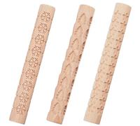 CREATCABIN Lot 3 kit Rouleaux Modelage d'argile Style Noël Arbre Noël Flocon Neige Étoile Rouleau Pâtisserie Argile Rouleau Main Texturé Manche Bois Outils Poterie pour Bricolage Argile 15x2x2cm