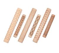 CREATCABIN Lot 6 kit Rouleaux Modelage D'Argile 3 styles Fleur Mer Vague Feuille Rouleaux Pâtisserie Texturés Potiers Tampon Rouleau Outils pour Dalles Céramique Glaçure Conception Peinture Faite Main