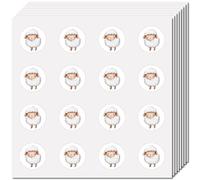 CREATCABIN Lot de 128 feuilles D'Autocollants Vinyle Motif Petits Moutons Étiquettes Rondes à Pois en Plastique Imperméable pour Récompenses D'Enseignants Scrapbooking Agenda Bouteille D'Eau 2.5x2.5cm