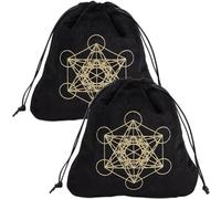 CREATCABIN Lot de 2 sacs de rangement en velours pour cartes de tarot, ensemble de cubes de métatron avec cordons de serrage, grand emballage pour cartes de tarot, bijoux, dés en cristal, cadeau