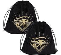 CREATCABIN Lot de 2 sacs de rangement en velours pour cartes de tarot - Motif œil d'Horus - Grand emballage pour cartes de tarot, bijoux en cristal, dés - Cadeau d'Halloween - 16,5 x 15,9 cm - Noir