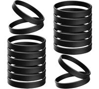CREATCABIN Lot de 24 bracelet en Caoutchouc Noir Uni Élastique Souple et Lisse Idéal pour le Sport L'Entraînement les Fêtes et la Décoration.