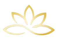 CREATCABIN Lotus Acrylique Miroir Stickers Muraux Fleur 3D Art Mural Doré Décoration Auto-Adhésive Amovible pour la Maison Fond Salon Chambre 30x20 cm