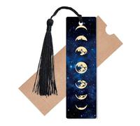 CREATCABIN Marque Page Phase Lune Galaxie et Espace Étoilé Rectangulaire Acrylique Idéal pour Lecture Bureau Enseignants Amoureux des Livres Cadeau Noël Remise Diplôme Ou d'anniversaire 3.5x11.8 cm
