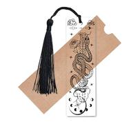 CREATCABIN Marque Page Rectangulaire Acrylique Transparent avec Motif Tête Mort et Serpent Idéal pour Fêtes Halloween Monty Python L'Éclipse la Lecture Enseignants et Étudiants 11.8x3.5x0.25cm