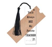 CREATCABIN Marque Pages Acrylique Transparent pour Enseignants Marque Pages Décoratifs avec Pompon«You're Always Be My Favorite Teacher»pour Remise Diplôme Retraite Lecture Fournitures 11.8x3.5cm