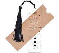 CREATCABIN Marque-Pages Forme,Phase,Lune Acrylique Transparent avec Pompon Noir Rectangulaire Transparent Just One More Chapter Book Markers Tag pour,Livres,Bureau,Fournitures,Cadeau,Remise,3.5x12cm