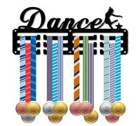 CREATCABIN Médaille Danse Cintre Présentoir Porte-Médaille Rack Sport Métal Suspendu Récompenses Fer Petit Mont Décor Récompenses pour Mur Accueil Insigne Course Danse Femmes Gymnastique Noir 29x13cm