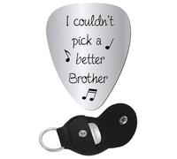 CREATCABIN Médiator Guitare Acoustique«Je Ne Pouvais Pas Choisir Un Meilleur Frère»Acier Inoxydable Gravé avec Pochette Porte Clés Cuir Médiators pour Instruments Électriques Rock Basse 3x2.6cm
