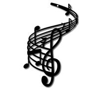CREATCABIN Métal Mur Art Note de Musique Décor 3D Notation Art Clé de Sol Noir Sculpture Suspendue pour Noël Halloween Maison Salon Pépinière Musique Danse Intérieur Extérieur Jardin 7 x 11 pouce