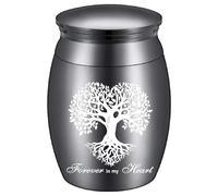 CREATCABIN Mini Urnes Funéraires Forme d'arbre Vie Petite Urne Souvenir Noire pour Cendres Humaines Ensemble Alliage Urne Funéraire Miniature Conteneur Funéraire pour Mémorial Famille Amis 4x3cm