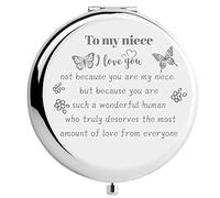 CREATCABIN Miroir de Poche Compact à Ma Nièce Cadeaux Miroir de Maquillage Papillon Voyage Cadeau Pliant Recto-Verso Tante L'Oncle Femmes Filles Graduation Anniversaire Mariage Idées de Noël Cadeau
