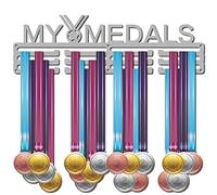 CREATCABIN My Medals Holder Sport Hanger Display Stand Wall Mount Decor Medal Holders for Sports Home Badge 3 Rung Medalist Running Gymnastics Over 60 Medals 15.7inch