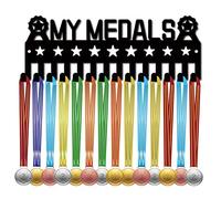 CREATCABIN My Medals Medal Hanger Display Medal Holder Rack Sports Metal Hanging Awards Iron Small Mount Decor With 14 Hooks For Wall Home Badge Race Soccer Gymnastics Swimming Black 11.4 x 4.1 Pouces