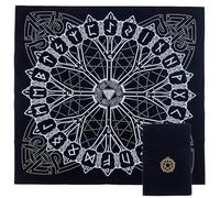 CREATCABIN Nappe D'Autel Sac Cartes Tarot Ensemble Nappe et Sac Tarot Runes Vikings Pentagramme Totem Carte Protection Jeu Société Broderie pour Jeux D'Oracle Dés Tarot Pièce Cristal 7.5x12.6cm