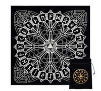 CREATCABIN Nappe D'Autel Viking Runes Constellation Céleste Tarot Deck Tapisserie Spirituelle Nappe Tissu Sacré Astrologie avec Tarot Carte Sac pour Divination Sorcellerie Pagan 19.49 x 19.49 Pouce