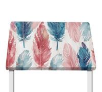 CREATCABIN Nappe Élastique Rectangulaire Imperméable Lavable Réutilisable Anti Éclaboussures Anti Rayures Table Ajustée 4 Pied pour Dîner Salle à Manger Fête Camping Pique Nique 76x122cm Plumes
