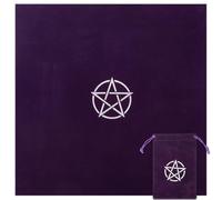 CREATCABIN Nappe Tarot Sacs Cartes Tarot Nappe D'Autel Carrée Pentagramme Violet Étoile Velours Pochettes Bijoux Sac Rangement Tarot Sac Dés avec Cordon Serrage pour Cristaux Sorcellerie Divination