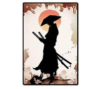 CREATCABIN Ninja Metal Sign Tin Plate Japanese Samurai Vintage Signs Plaque Setting Sun Retro Intérieur Extérieur Toilettes Salle Bains Décorations Famille Maison Hôtel Magasin Porte Décor 8x12 Pouce