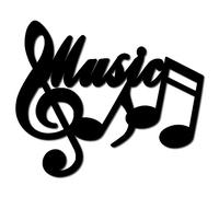 CREATCABIN Note de Musique Décoration Murale Bois Panneau Découpé Silhouette Tilleul Sculpture Décorative Suspendre pour Salon Boutique Studio Musique Café Bar Maison Porte Murale Cadeau Noir 30x25cm