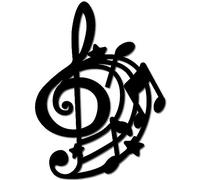 CREATCABIN Note Musique Décoration Murale Panneau Bois Tilleul Découpé Laser Silhouette Sculpture Décorative à Suspendre Inachevée pour Peinture Artisanat Bricolage Studio Musique Noir 22x30cm