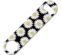 CREATCABIN Ouvre-Bouteille Plat Forme Marguerite,Ouvre-Bière Métal,Acier Inoxydable,Art pour Bar,Pub,Barman,Fête,Rendez-Vous,Maison,Cuisine,Cadeau,Fête Pères,Saint-Valentin,Anniversaire,Noir,4x18cm