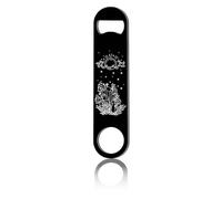 CREATCABIN Ouvre-BouteilPlat en Cristal Champignon,Ouvre-Bouteilen Métal Robuste,Clé en Acier Inoxydabpour Barman Bière,Pub,Bar,Boissons,Cuisine,Personnes Âgées,Homme et Femme,Cadeaux,Noir,4x17.8cm
