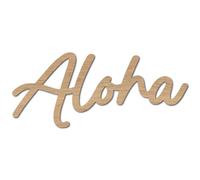 CREATCABIN Panneau Bois Aloha Découpes Mots Lettres Vœux Peinture Vierge Inachevée Pièces Artisanales Suspendues Ornements Tranches pour Mur Porte Couronne Arbres Noël Décoration Maison 12.4x29x0.5cm