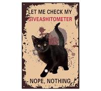 CREATCABIN Panneau Chat Noir Vintage Métal,Décoration Murale,Peinture Rétro,Plaque Fer,Décoration Artistique Suspendre,Cadeau pour Maison Cuisine Bar Salle,Club,20x30cm,Laissez-Moi Vérifier Mon Cadeau