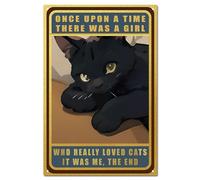 CREATCABIN Panneau Chat Noir Vintage Métal pour Café Bar,Décoration Murale,Plaque Peinture Rétro Fer,Décoration Murale à Suspendre,Plaques pour Café,Bar,Cuisine,Maison 12 x 8,(5) cm