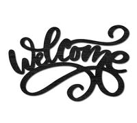 CREATCABIN Panneau en Bois Découpé avec Mots Bienvenue Découpés au Laser,Sculpture Murale à Suspendre,Décoration DIY,Mots Noirs,Sculptures pour Ferme,Cuisine,Salon,Décoration Murale,7.4x12,(5) cm
