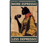 CREATCABIN Panneau en Étain Forme Chat Noir Affiche Métal Vintage Plaques Rétro Galerie Affichage Mural Design Artistique Décoration Murale Suspendre pour Magasin Café,Coin,Maison,Jardin,Cour 30x20cm