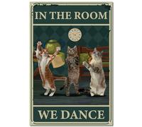 CREATCABIN Panneau en Métal Vintage avec Chats Dansants-Plaque de Peinture Rétro en Fer-Décoration Murale Suspendre pour Chambre Coucher,Café,Restaurant,Bar,Maison-30x20cm-dans Chambre WE Dance