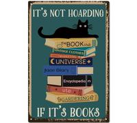 CREATCABIN Panneau Métal Rétro Chat Noir Vintage Étain-Plaque Peinture-Décoration Murale-Décoration Murale Suspendre pour Jardin,Porche-30x20cm-Ce n'est Pas Une Thésaurisation Si Ce sont des Livres