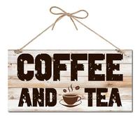 CREATCABIN Panneaux Café Thé Bois Plaque Café Bois Décoration Murale Suspendue Panneau Rétro Décoration Station Café Art Mural pour Cuisine Porte D'Entrée Café Bar Ferme Pendaison Crémaillère 30x15cm