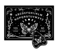 CREATCABIN Papillon Bois Spirit Board Parler Planches Ouija Lune Pendule Planche en Bois avec Planchette Dowsing Divination Kit Jeu Spirit Hunt Métaphysique Message Décor pour Wicca Pagan 11.8 x 8.3 P