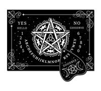 CREATCABIN Pentagram Pendule Board Bois Talking Ouija Boards with Planchette Black Dowsing Divination Wood Spirit Board Game Kit Moon Triple Hunt Message Métaphysique pour Wicca Pagan 11.8X 8.3 Pouce