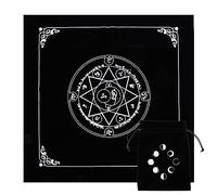 CREATCABIN Pentagramme Autel Tissu Kit Tapisserie Nappe Pendule Divination Tissu Spirituel avec Tarot Carte Sac Carré Céleste Tarot Sorcellerie Fournitures Sorcière Décor 49.5x49 cm