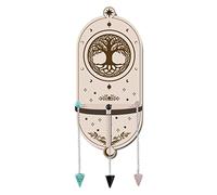 CREATCABIN Petite Étagère en Cristal Présentoir Arbre de Vie Support en Cristal en Bois avec 3 pendule Magique Sorcière Trucs Boho Autel Étagère pour Cristaux Suspendus Pierre Sorcière Décoration Mura