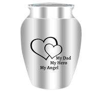 CREATCABIN Petite Urne pour Cendres Petite Urne Souvenir pour Cendres Humaines Mini Urne Porte Cendres Aluminium Funérailles avec Sac Velours Cadeau Commémoratif 6.5x4.5cm Argent Mon Héros Mon Père