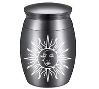 CREATCABIN Petite Urne Souvenir pour Cendres Humaines-Mini Urne de Crémation Acier Inoxydable-Support Commémoratif Cendres-Urne Décorative Miniature-Pot Funéraire pour Femme Adulte (Argent) 4x3cm