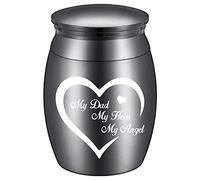 CREATCABIN Petite Urne Souvenir pour Cendres Humaines Mini Urnes Décoratives Acier Inoxydable Gravé pour Papa 1.57 x 1.18,(5) cm My Dad My Hero Angel