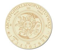CREATCABIN Planche à Pendule Soleil Lune Planche D'Autel de Sorcière en Bois Planche Sculptée Radiesthésie Message Métaphysique Sorcellerie Fournitures D'Autel Wiccan Wicca Méditation 7.8 x 7.8 Pouce