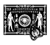 CREATCABIN Planche Pendule Égyptienne en Bois Kit Divination Radiesthésie Planche Parlante en Bois Noir Message Métaphysique avec Planchette pour Chasse Wicca Fournitures Fête d'anniversaire 30x21cm