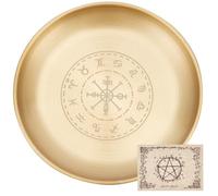 CREATCABIN Plaque D'Autel Viking Runes Plaque Tarot Bougeoir Rituel Bols Offrant Une Cérémonie Combustion D'Encens avec Carte D'Autel Décoration D'Intérieur pour Sorcellerie Mariage Wiccan 14x14cm