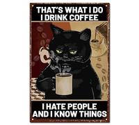 CREATCABIN Plaque en Métal Vintage en Forme Café et Chat-Plaque Peinture Rétro en Fer-Décoration Murale-Décoration Murale Suspendre pour Intérieur Ou Extérieur,Café,Cuisine,Mur,Maison,Bar-30x20cm