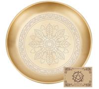 CREATCABIN Plat D'Autel Floral en Acier Inoxydable Bol Plat Rond Doré pour Offrandes de Tarot Porte Bougies Plateau à Bijoux pour Brûleur D'Encens Radiesthésie 14x14cm
